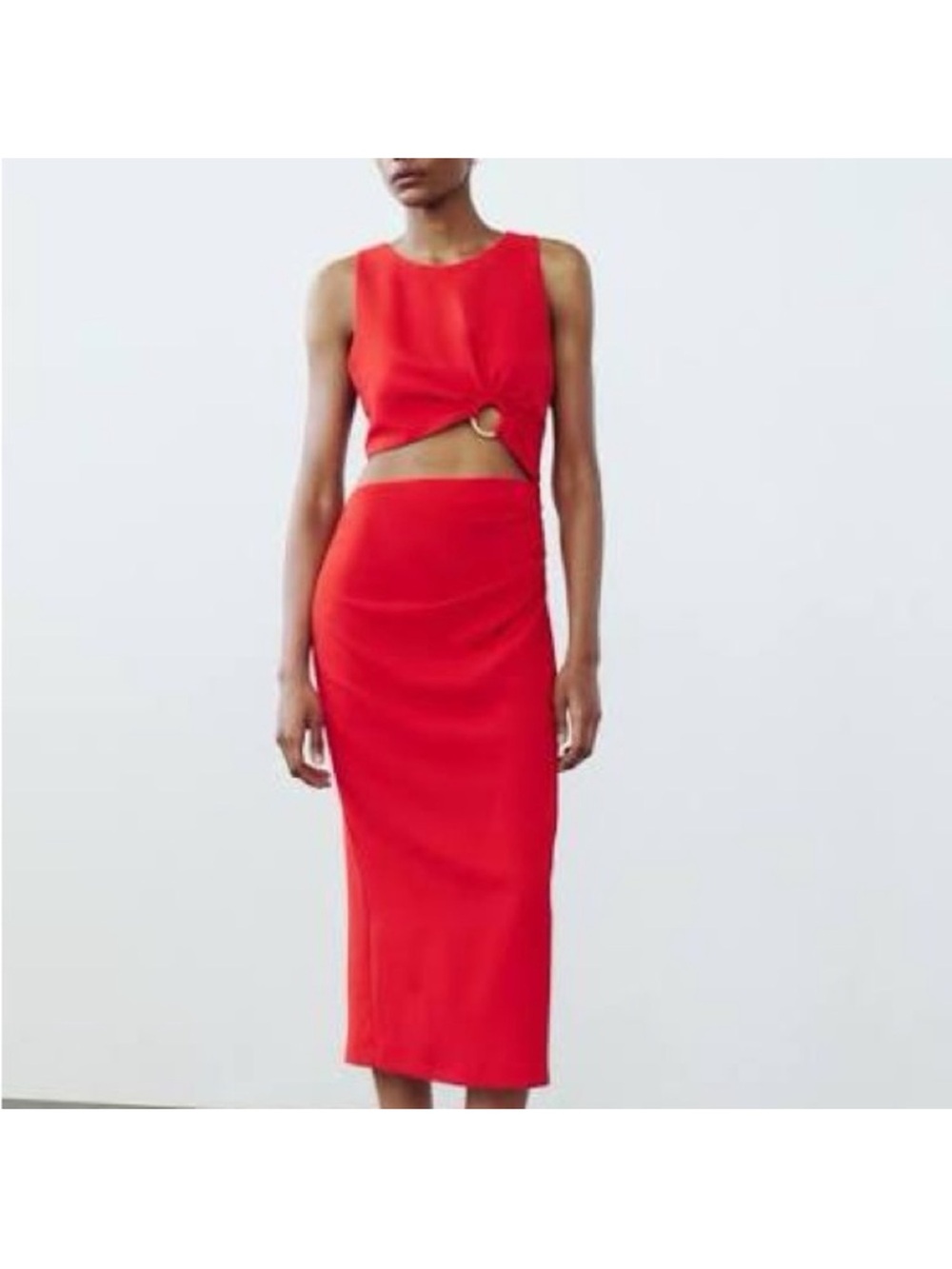 Red Zara Cutout Dress